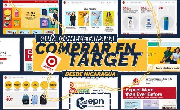 capturas de pantalla de la tienda online Target como portada de blog para envios para nicaragua